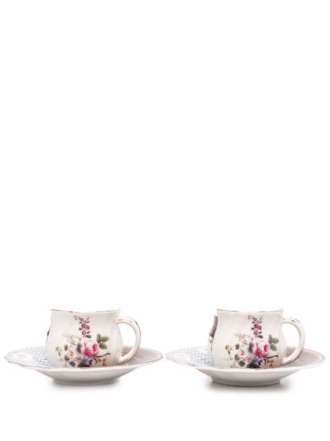 Seletti hybrid contrast-print tea sets