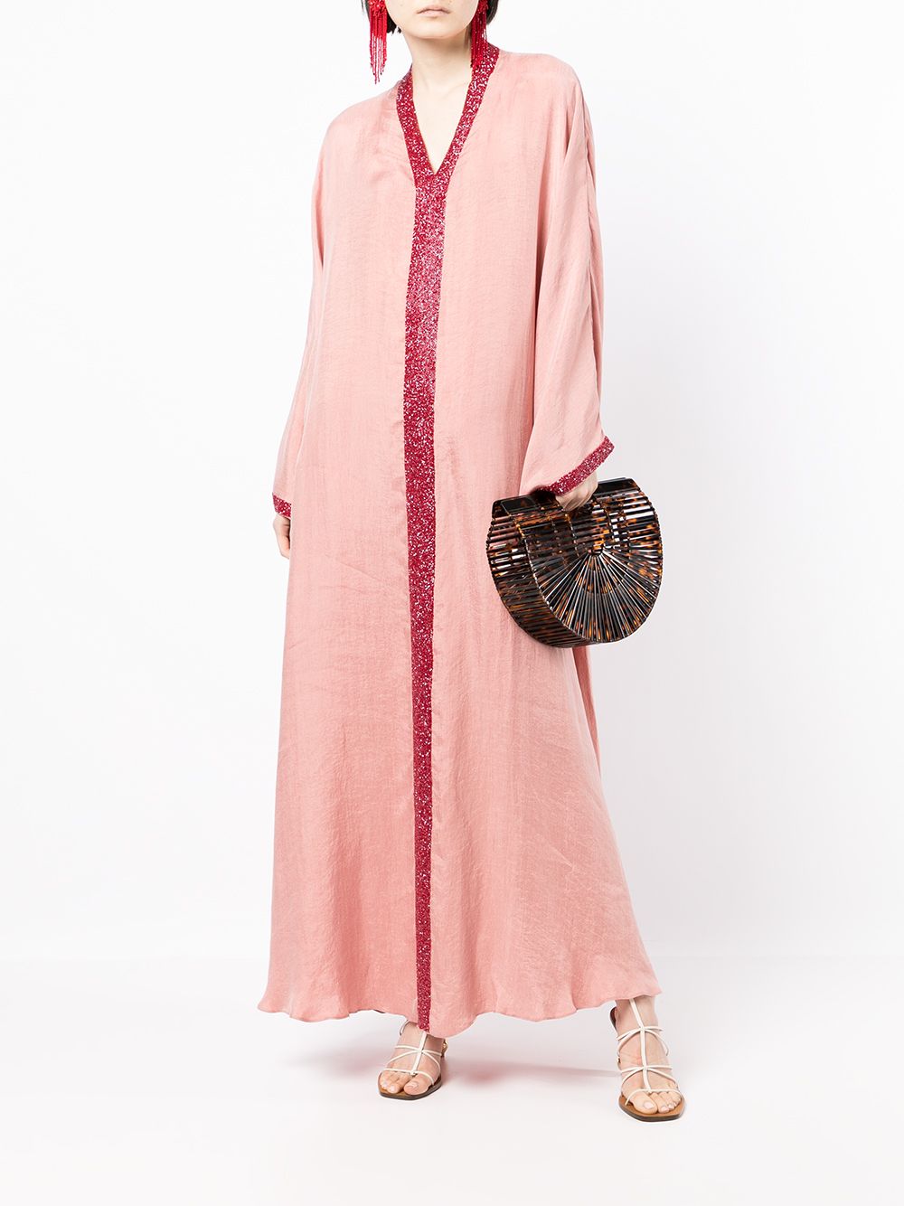 SHATHA ESSA Maxi-jurk met contrasterende afwerking - Roze