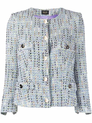 Shop LIU JO pocket-detail tweed jacket 