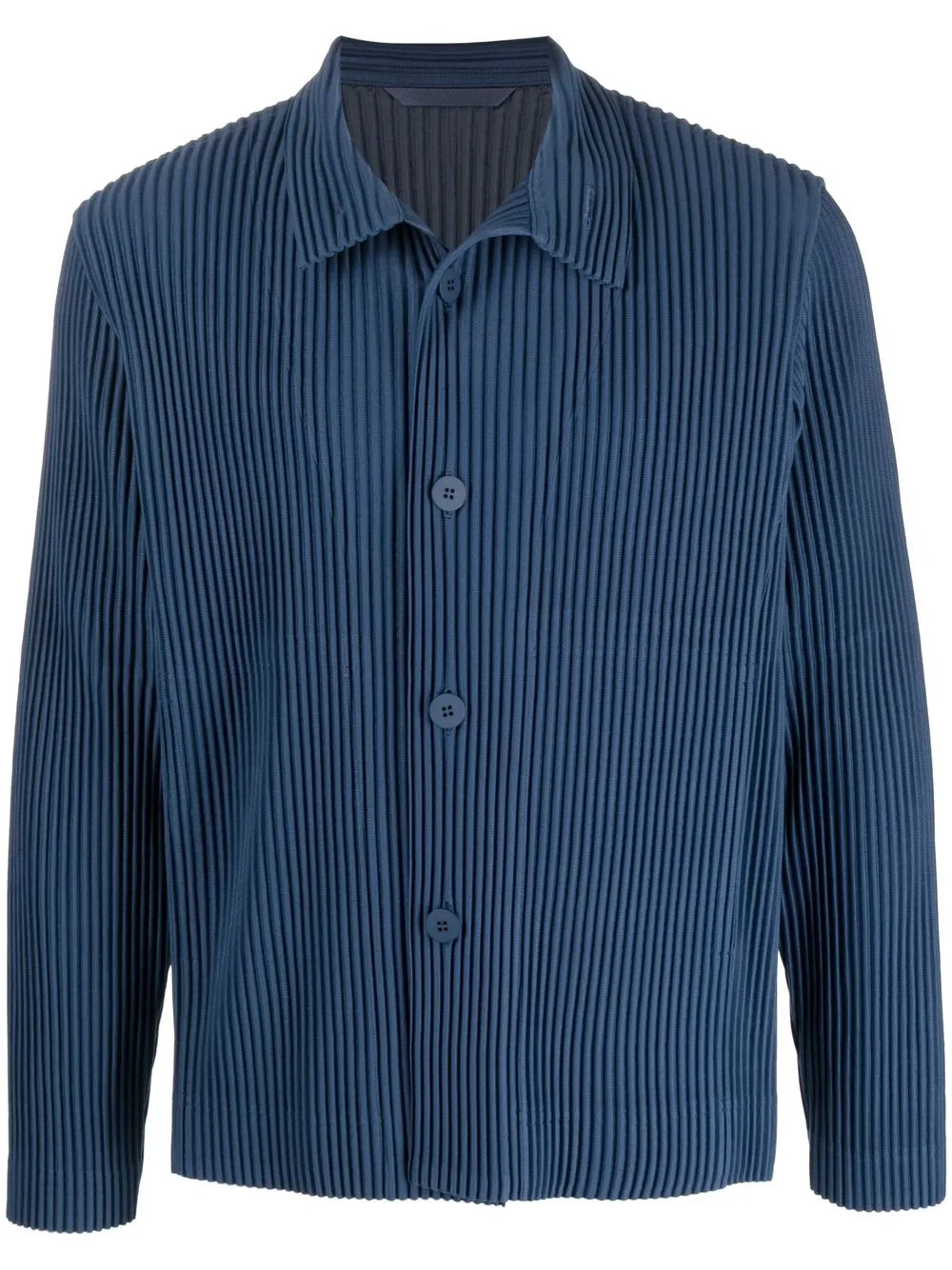 

Homme Plissé Issey Miyake chamarra camisera plisada con botones - Azul