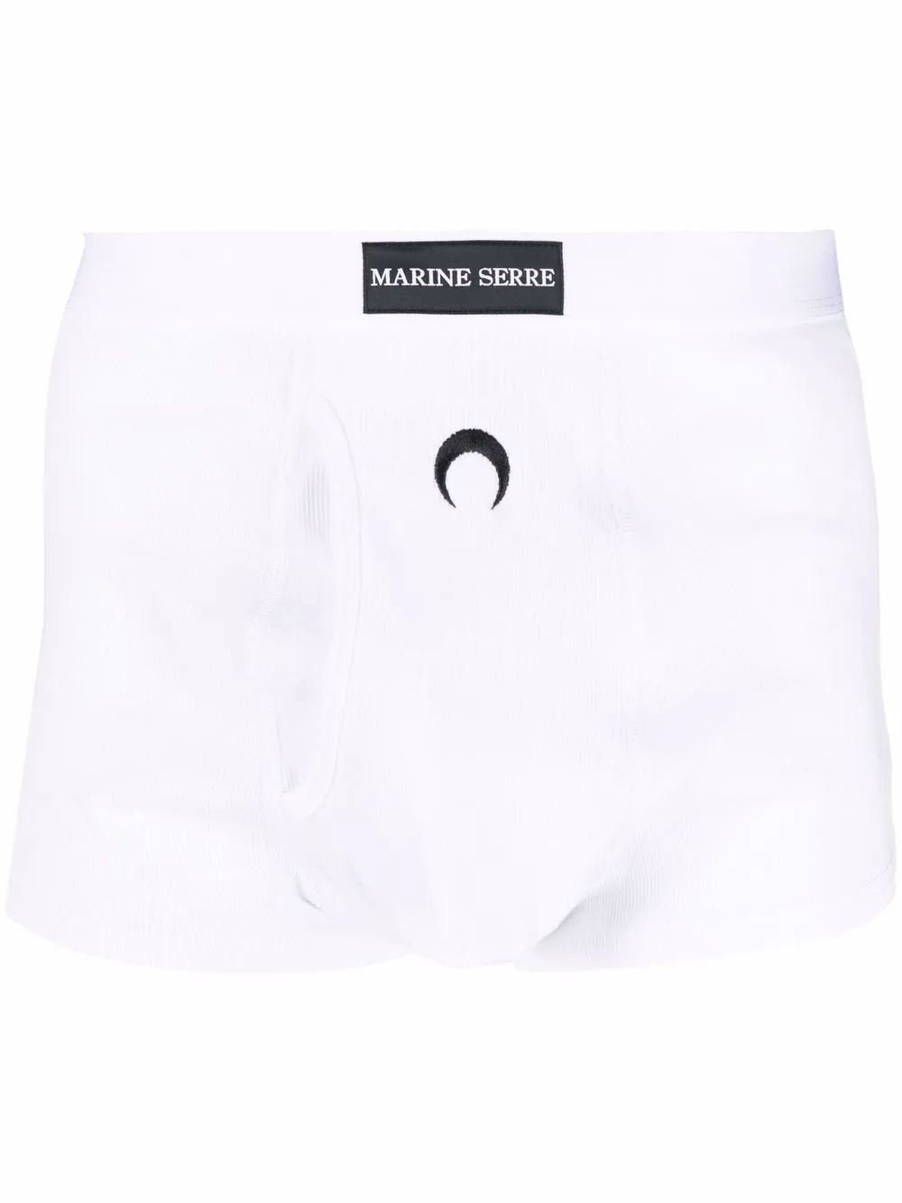 

Marine Serre Crescent Moon-embroidered ribbed boxer shorts - White