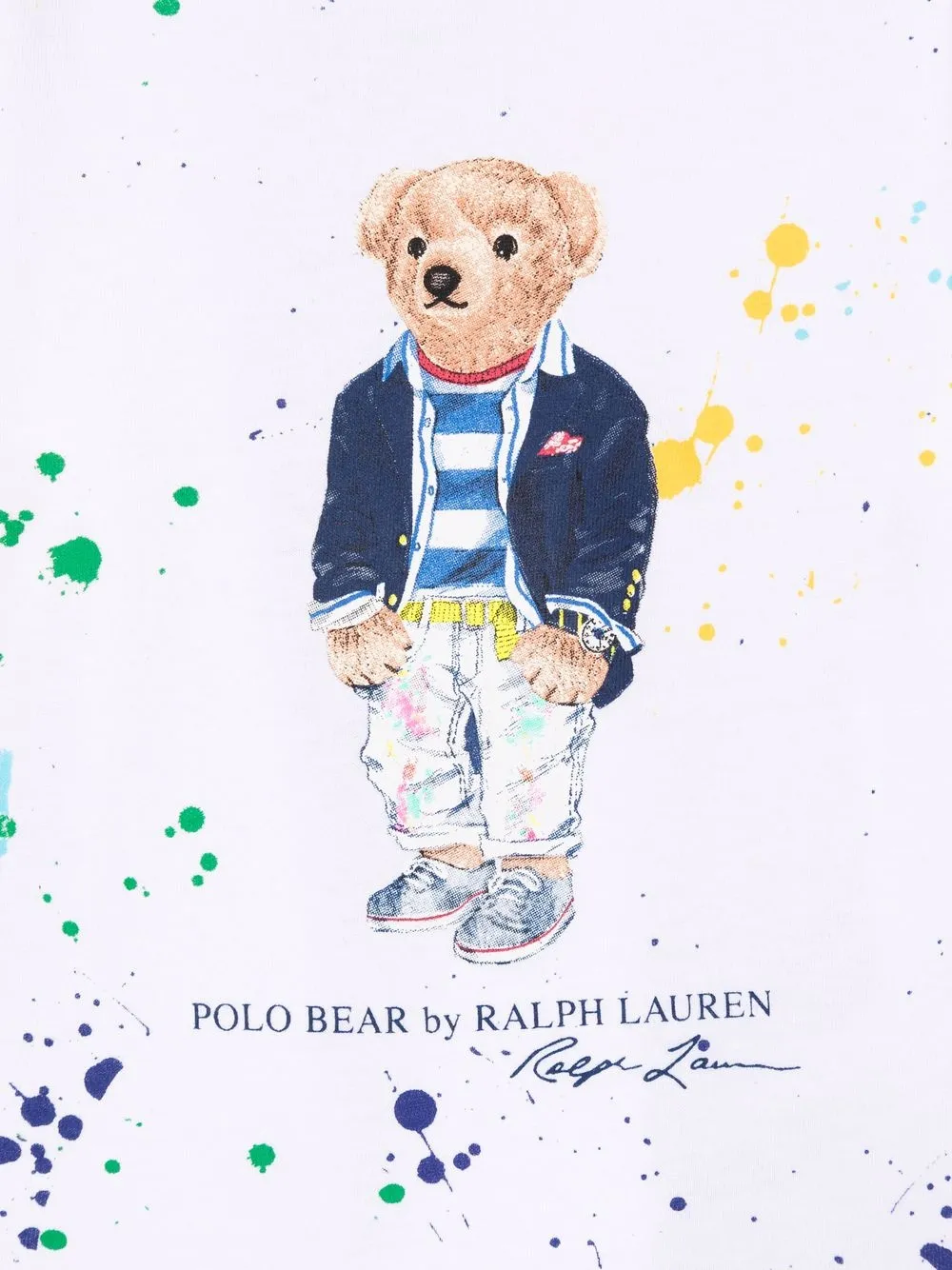 фото Ralph lauren kids футболка polo bear с эффектом разбрызганной краски