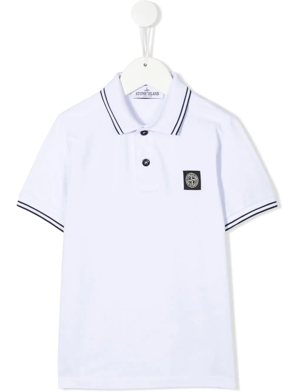 

Stone Island Junior TEEN logo-patch polo shirt - White