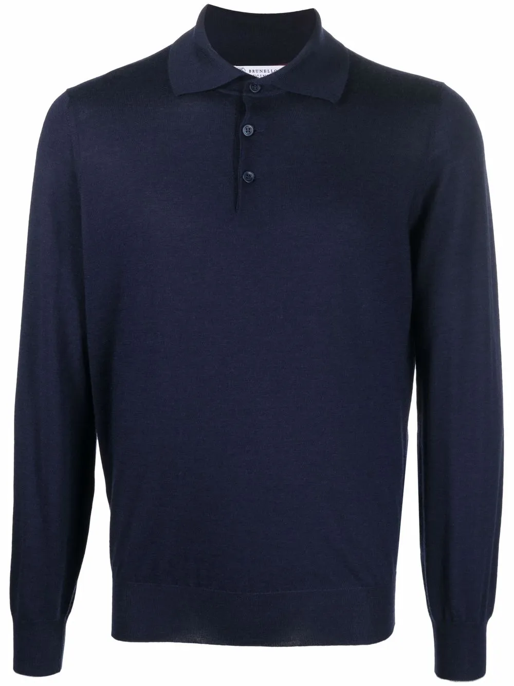 

Brunello Cucinelli fine-knit longsleeved polo top - Blue