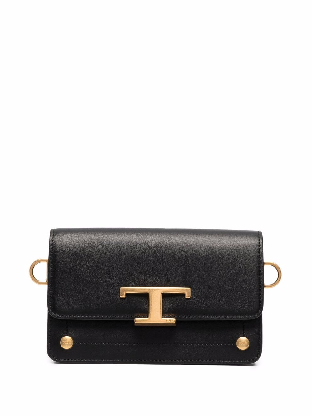 

Tod's bolsa de mano con placa del logo - Negro