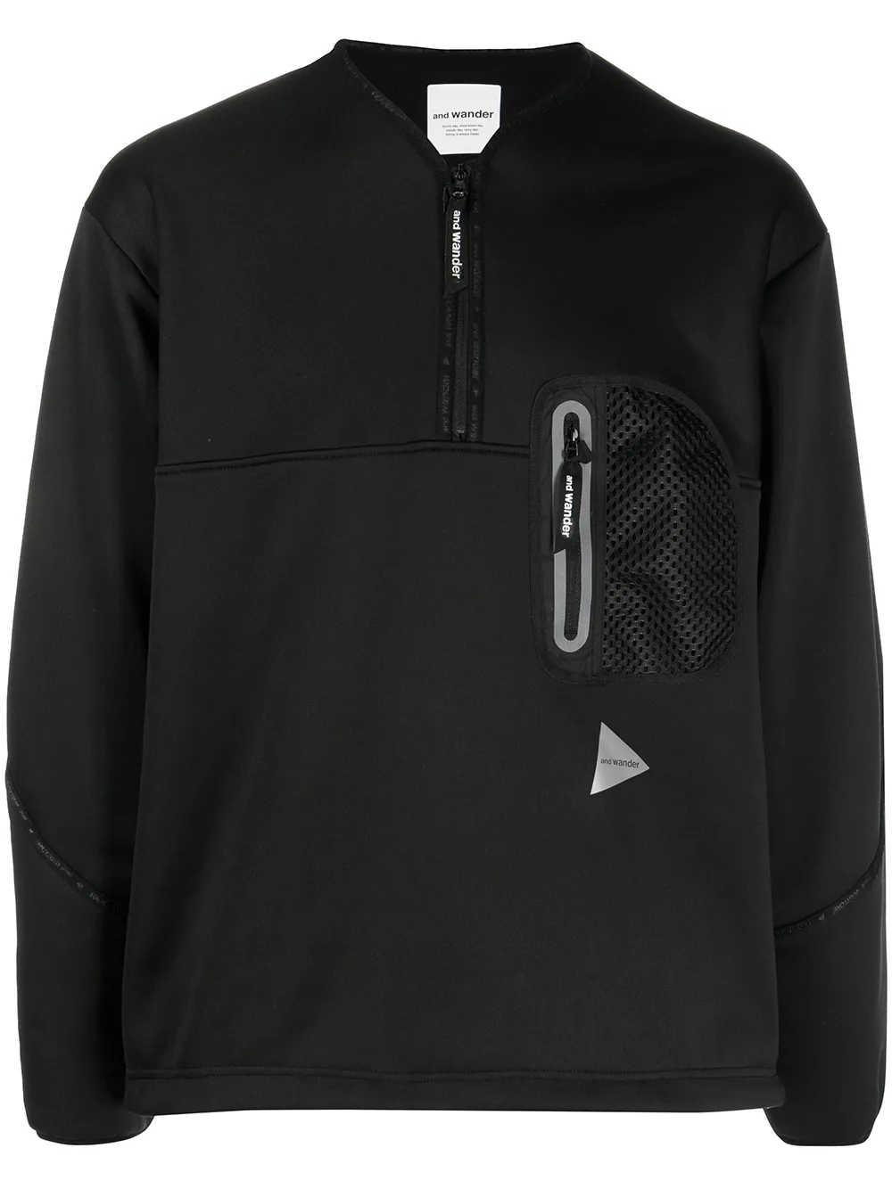 

and Wander half-zip V-neck sweater - Black