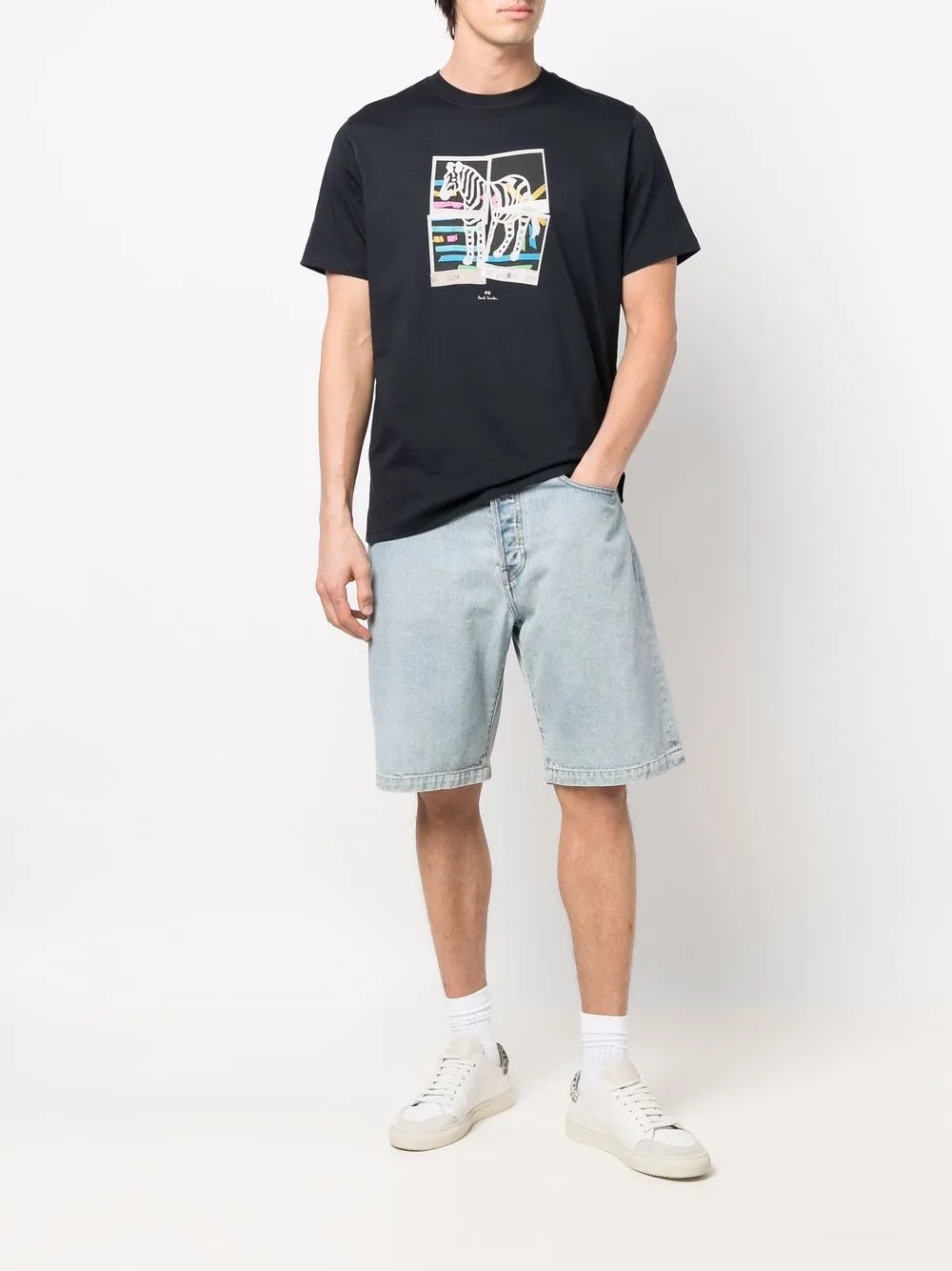 PS Paul Smith T-shirt met zebra print - Blauw