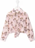 Palm Angels Kids palm-tree print knot shirt - Pink