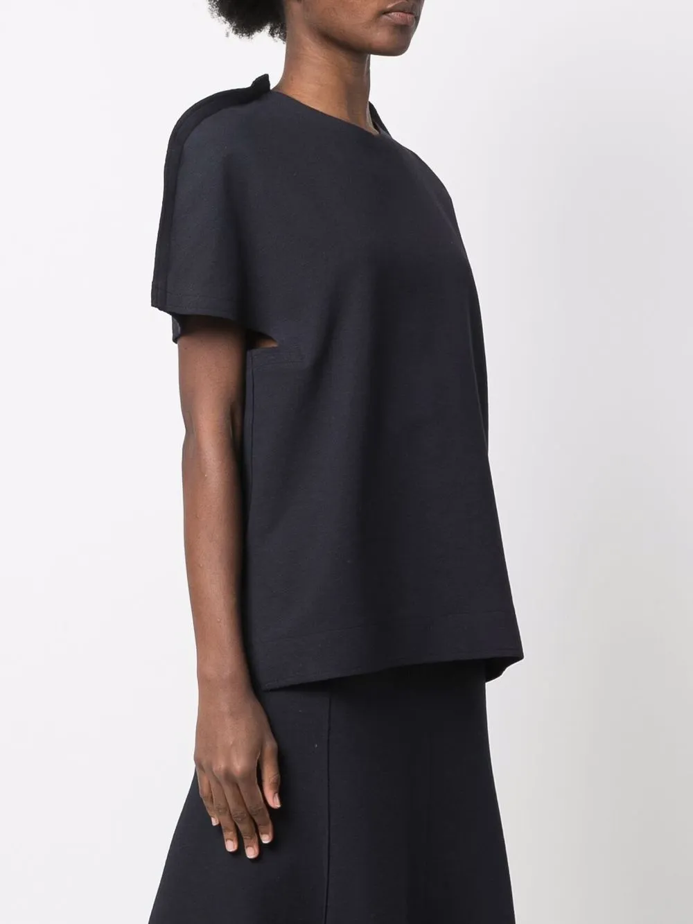 sculpted short-sleeve blouse