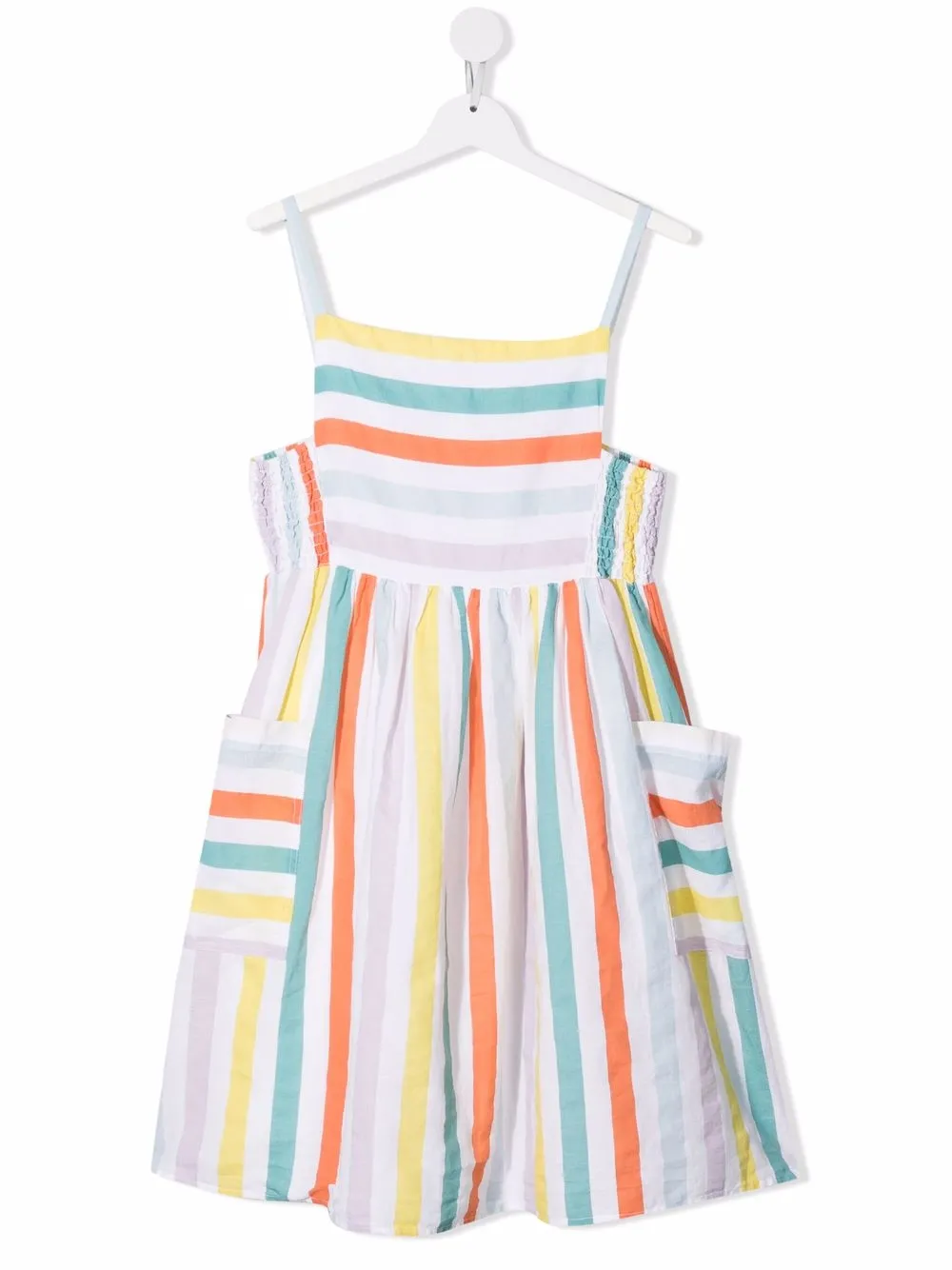 

Stella McCartney Kids vestido acampanado con rayas estampadas - Blanco