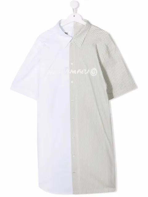 MM6 MAISON MARGIELA KIDS قميص متباين الألوان بطبعة شعار الماركة