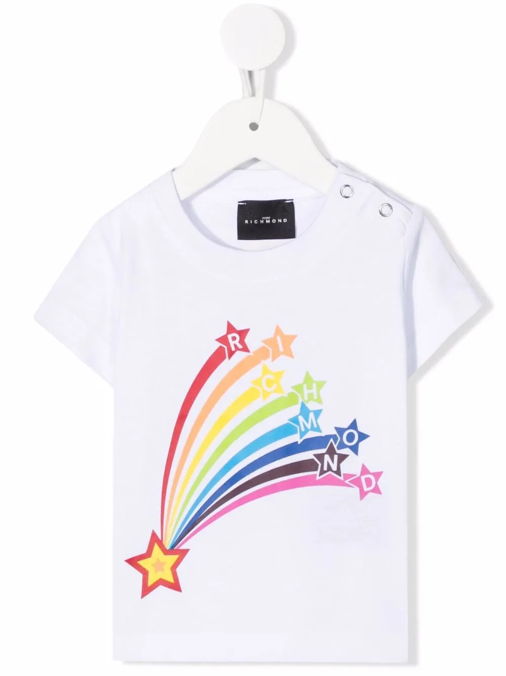 

John Richmond Junior playera con motivo de estrella y logo - Blanco