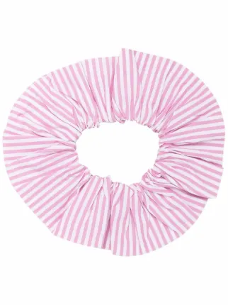 GANNI Organic Cotton Stripe Hair Scrunchie | Pink | FARFETCH JO