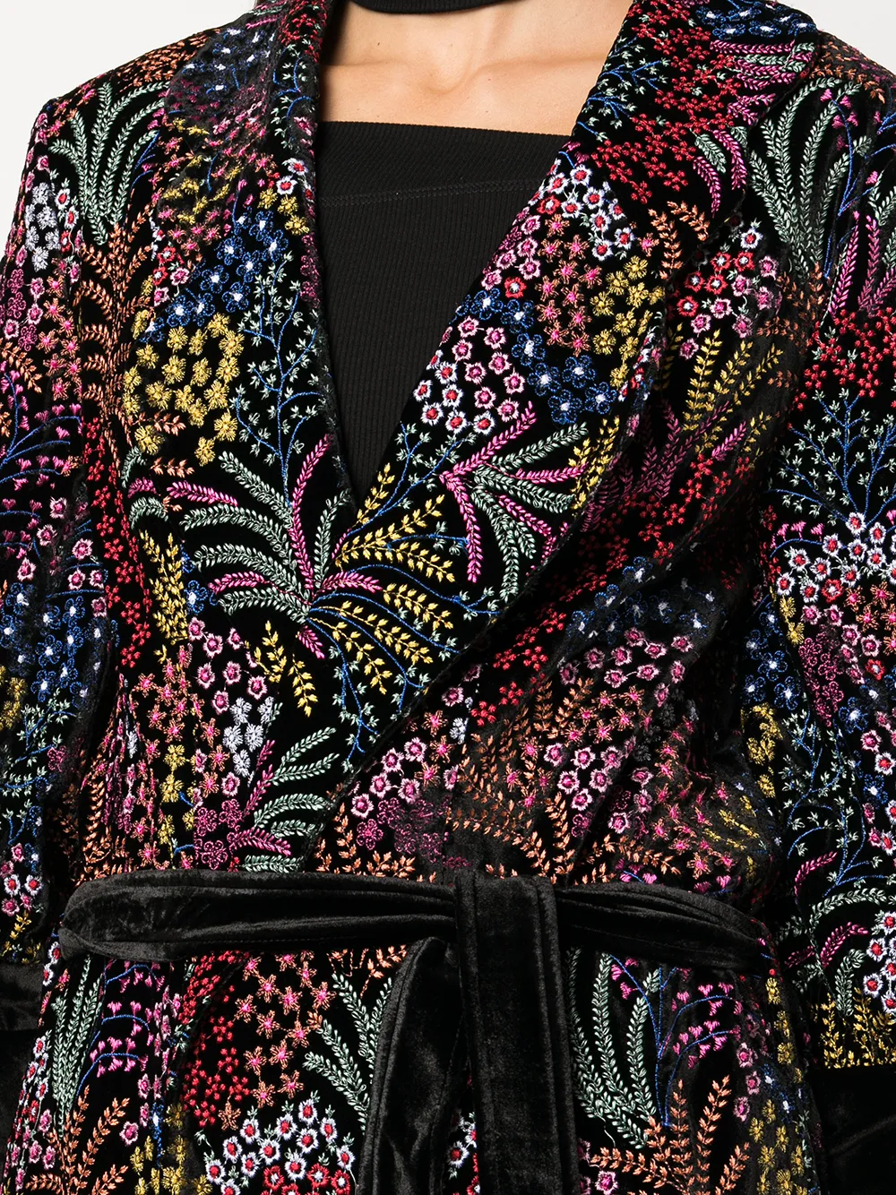 фото Molato шелковое пальто с запахом и цветочной вышивкой