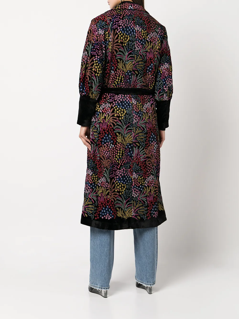 фото Molato шелковое пальто с запахом и цветочной вышивкой