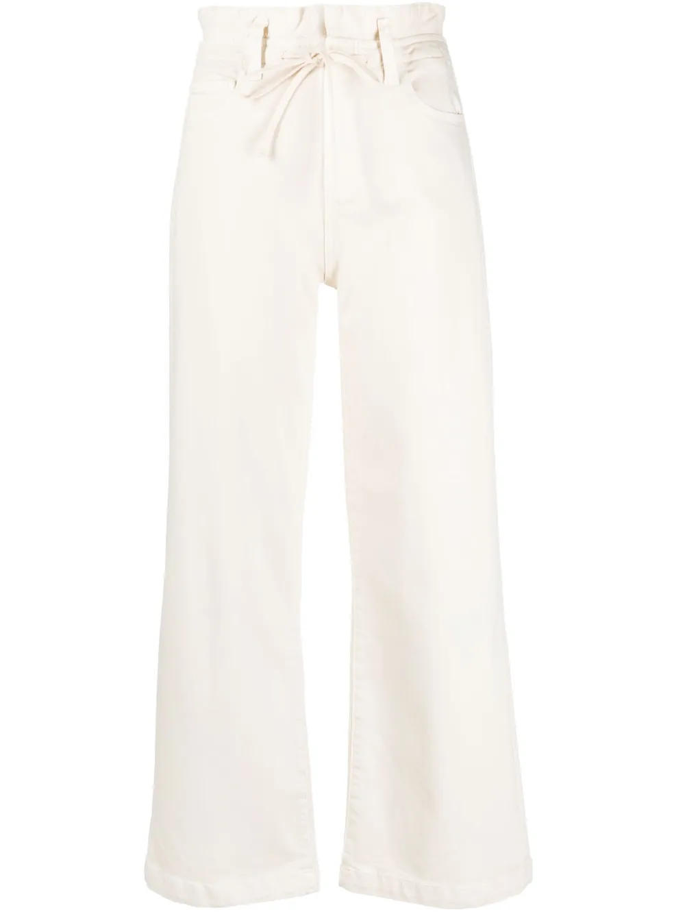 

PAIGE Carly drawstring wide-leg cropped jeans - Neutrals