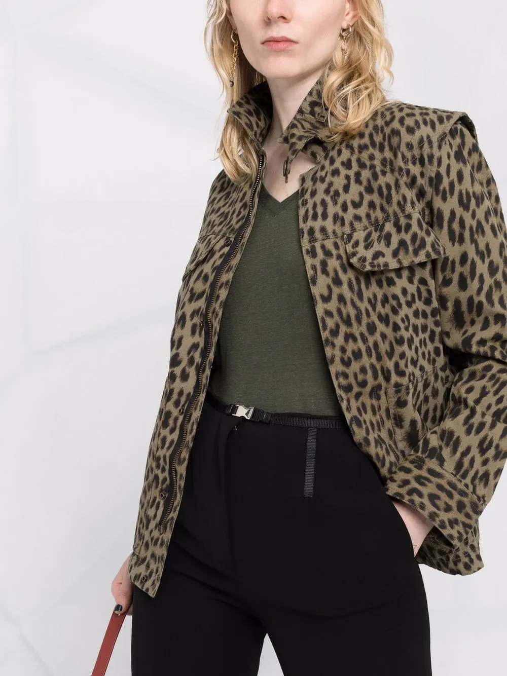 leopard print military jacket