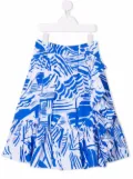 MSGM Kids abstract-print midi skirt - Blue