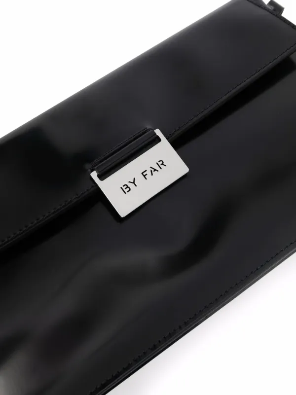 【送料&関税込】BY FAR Black Leather Mathilda Shoulder Bag BY FAR Matilda semi-patent Leather Shoulder Bag | Black