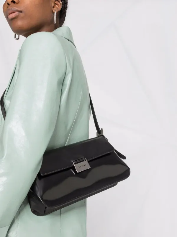トートバッグ BY FAR Black Leather Mathilda Shoulder Bag BY FAR Matilda semi-patent Leather Shoulder Bag | Black