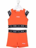 MSGM Kids logo-trim short tracksuit set - Orange