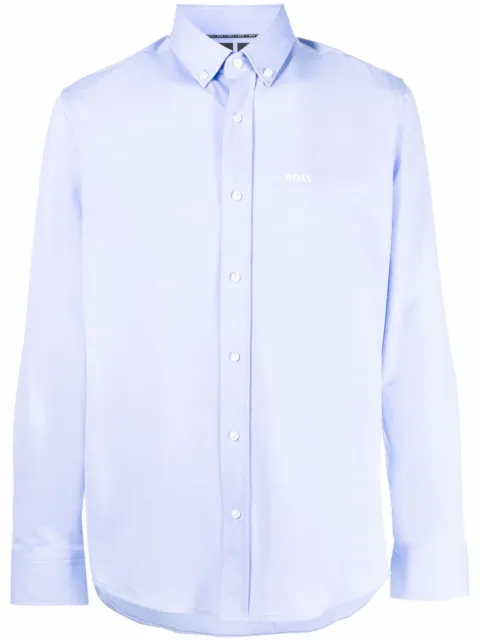 BOSS logo-print long-sleeve shirt 