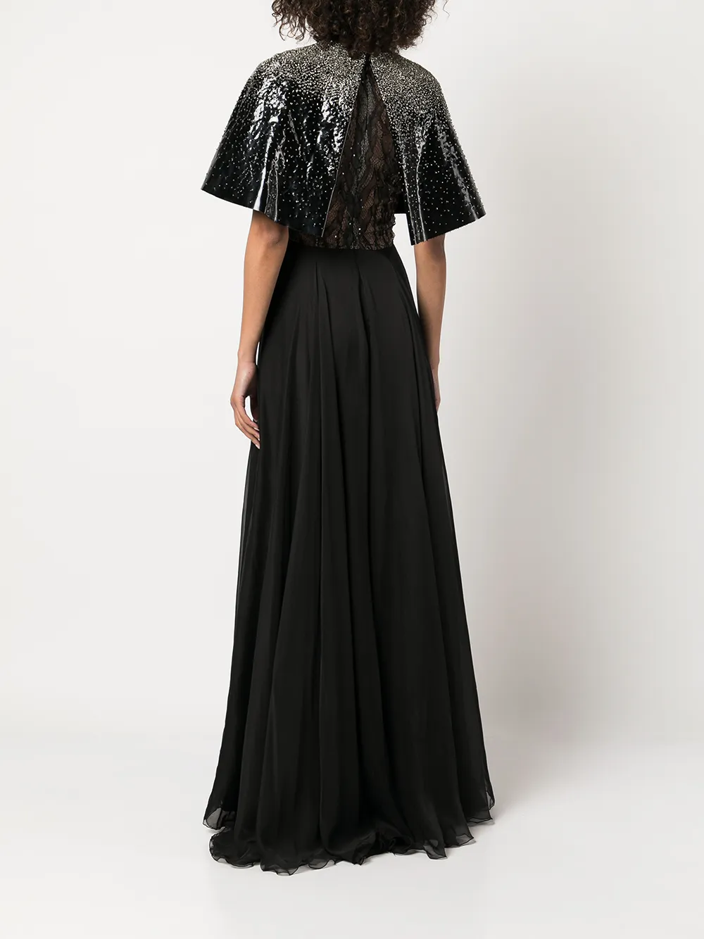 фото Rayane bacha длинное вечернее платье с кейпом