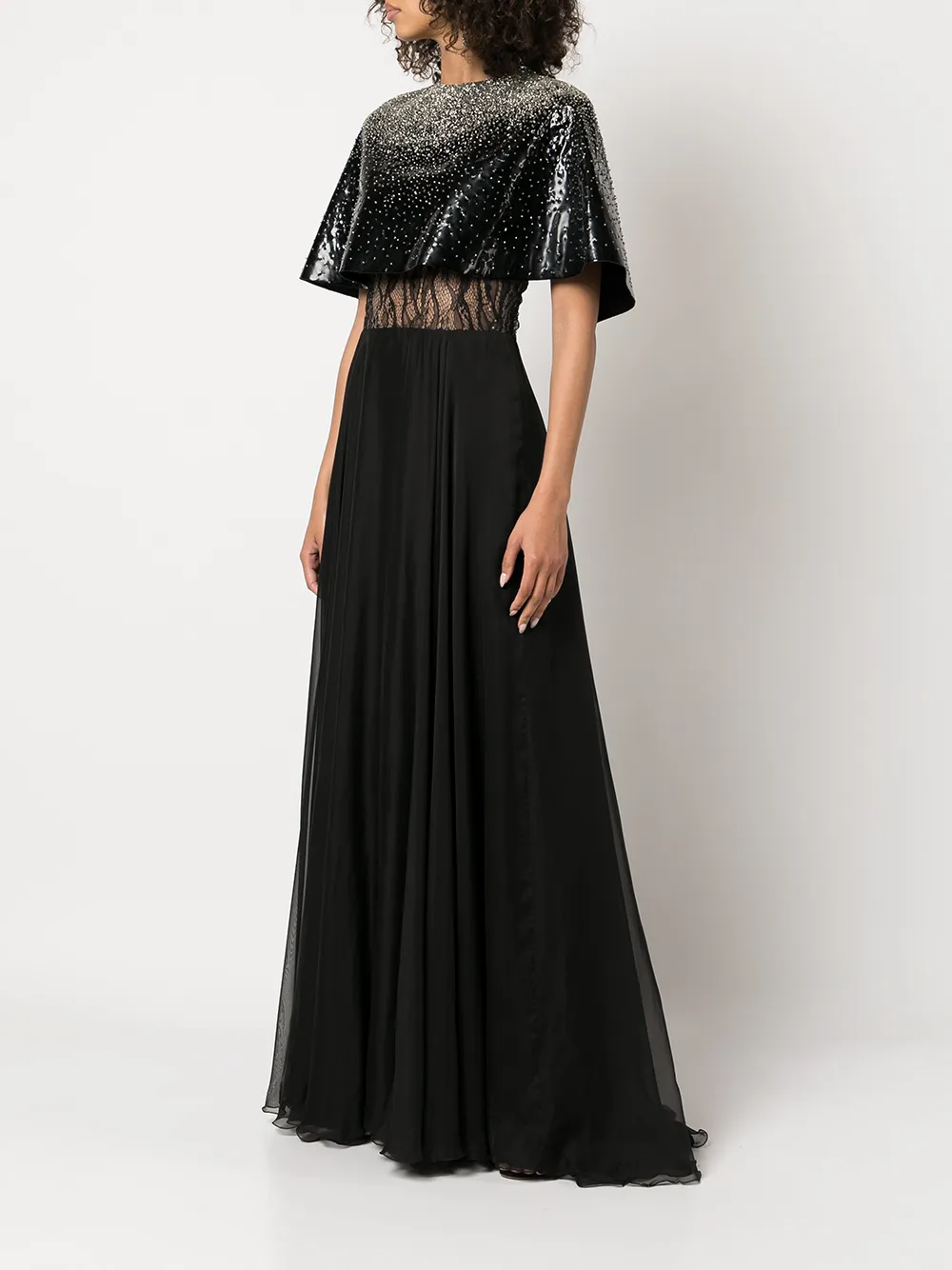 фото Rayane bacha длинное вечернее платье с кейпом