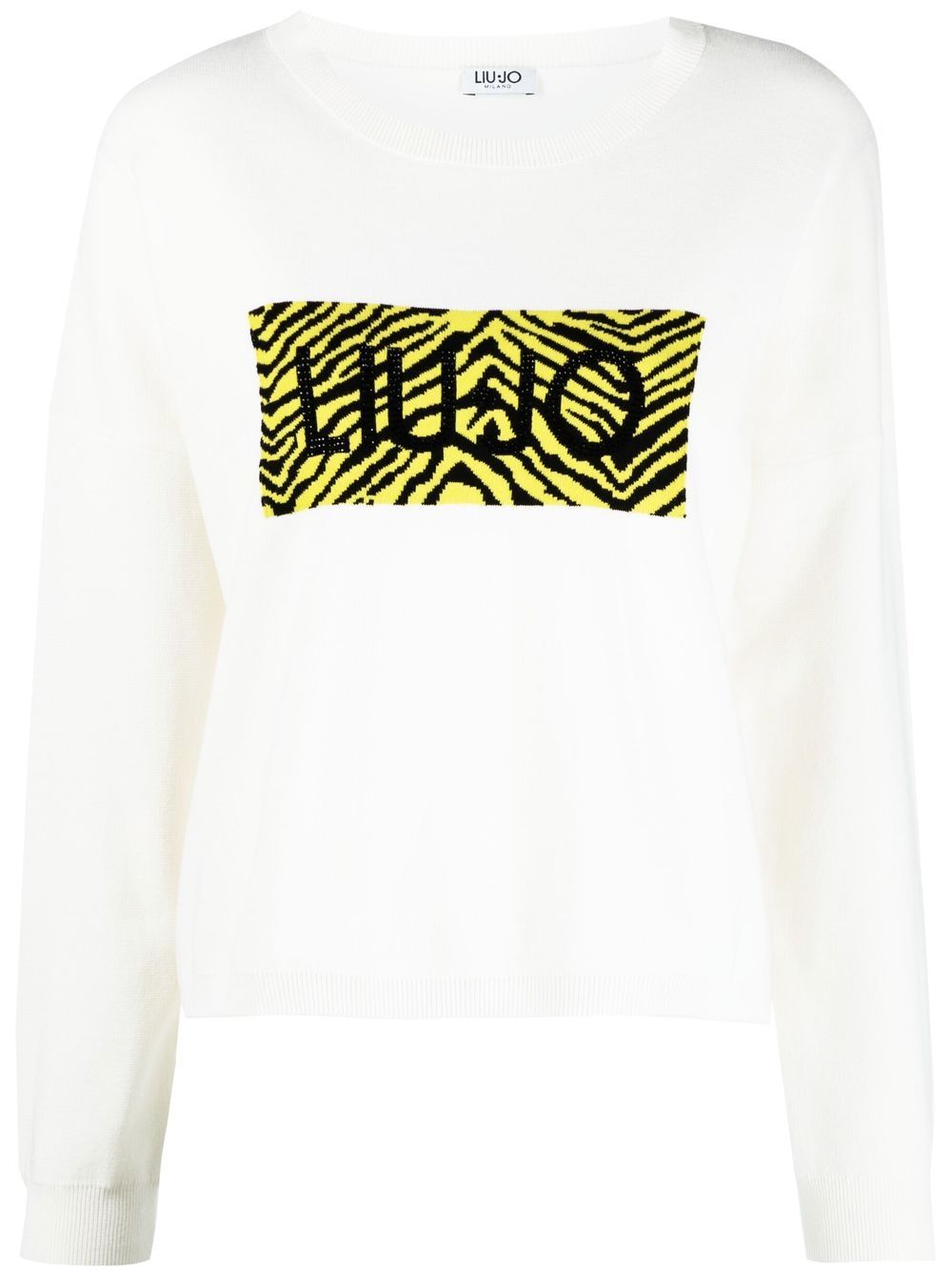 Liu •jo Crystal-logo Zebra-print Jumper In White