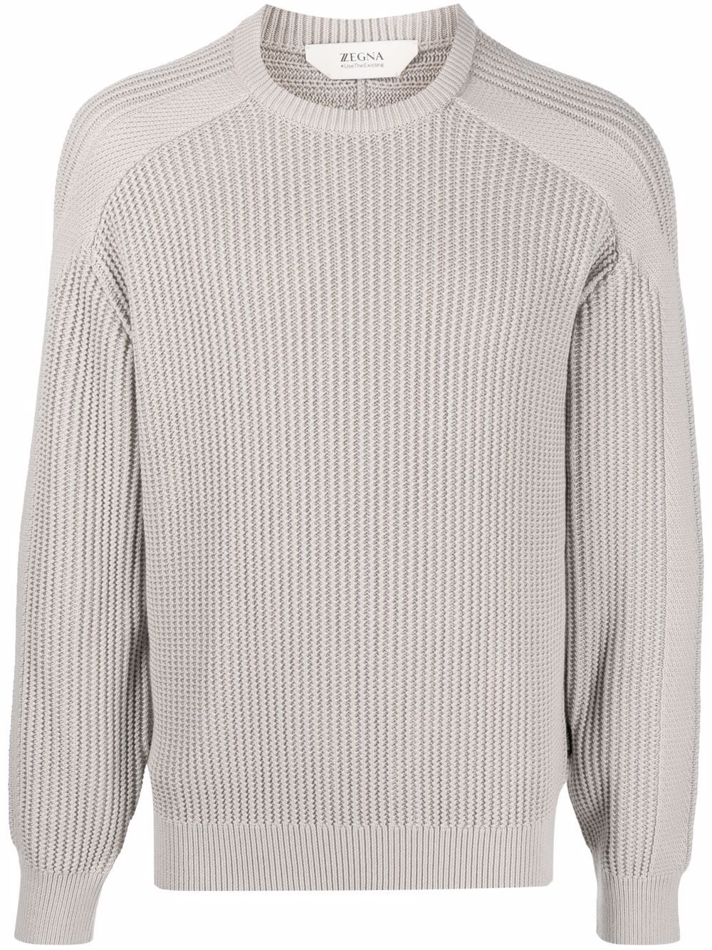 

Zegna raglan-sleeve ribbed-knit jumper - Grey