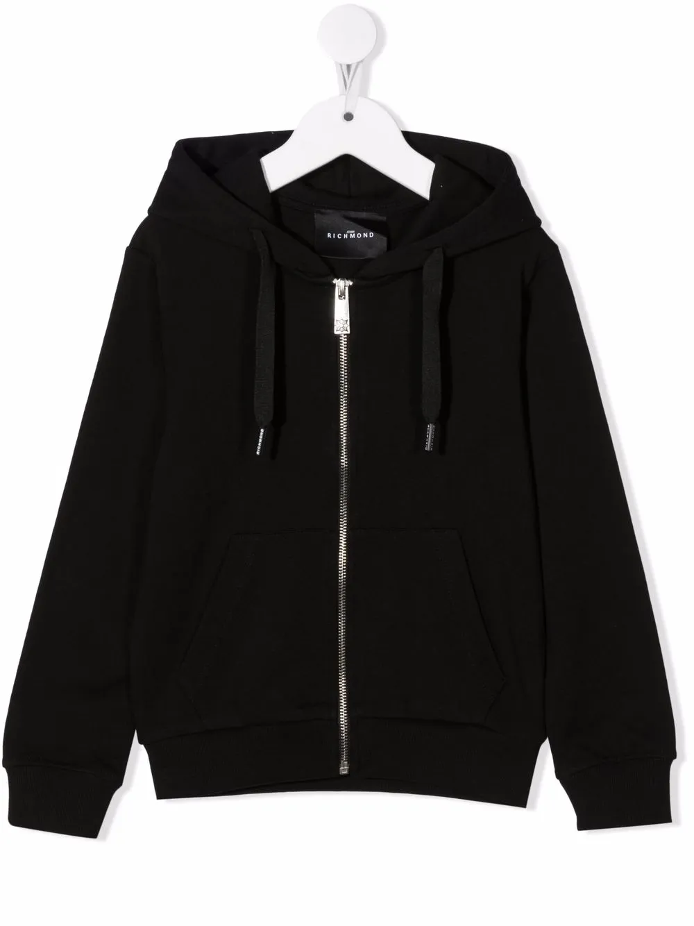 

John Richmond Junior hoodie con cierre y logo estampado - Negro