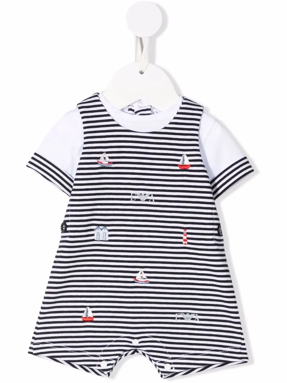 

Emporio Armani Kids mameluco estilo overol a rayas - Azul