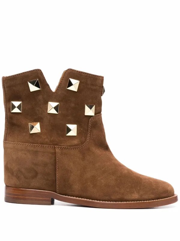 gold-studded Suede Ankle Boots - Farfetch