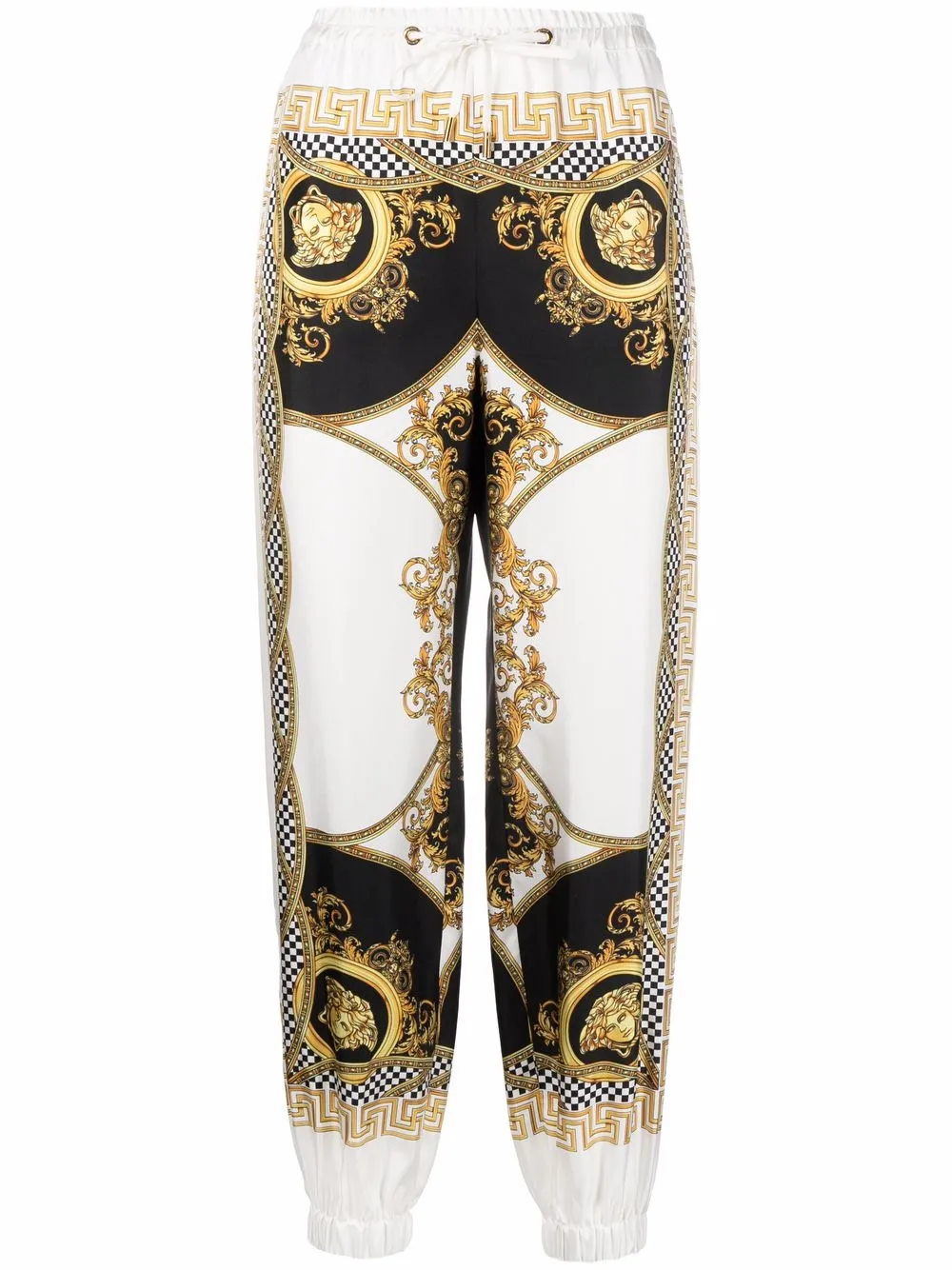 

Versace pantalones de seda con motivo La Coupe Des Dieux - Blanco