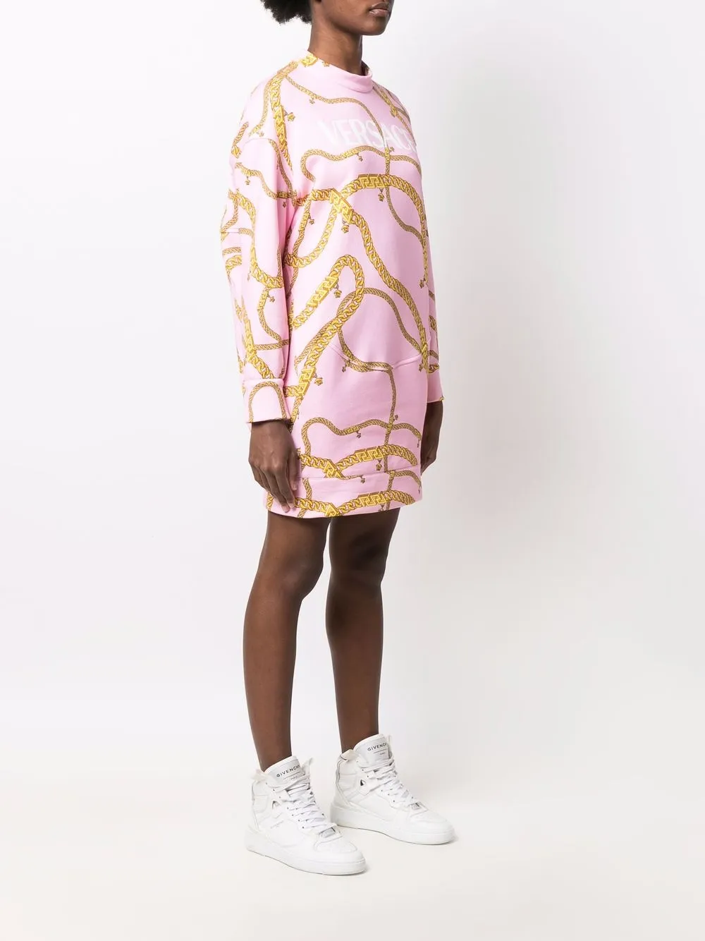 Versace Sweaterjurk met krijtstreep Roze