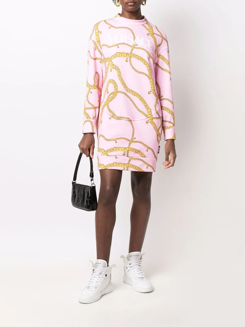 Versace Sweaterjurk met krijtstreep Roze