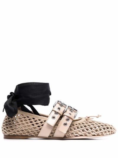 macramé ankle-tie ballerina shoes | Miu Miu 