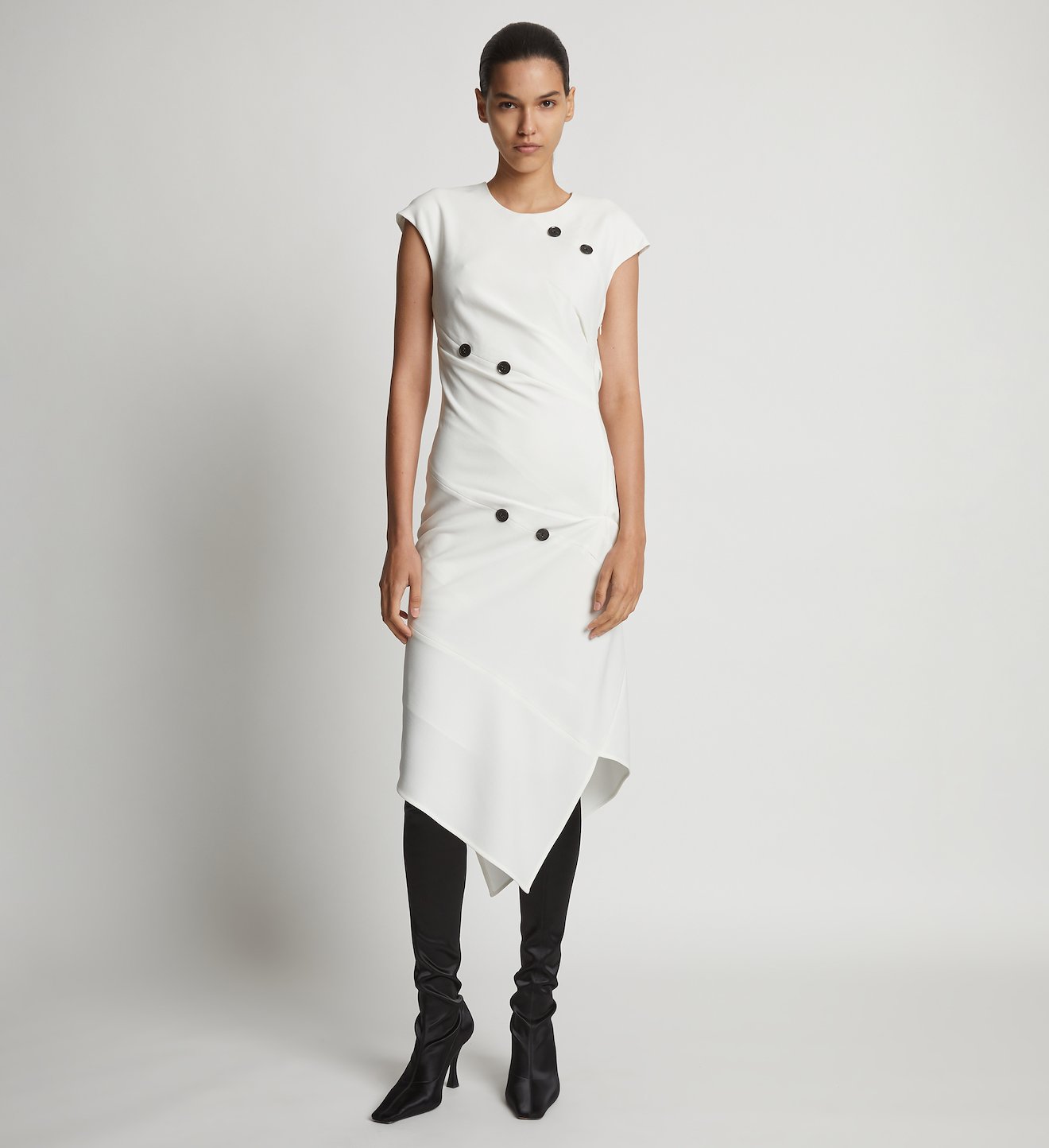 Matte Viscose Crepe Spiral Dress