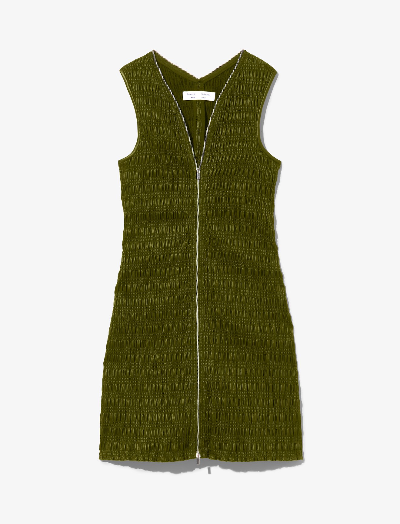 Faux Leather Smocked Zip Dress #4