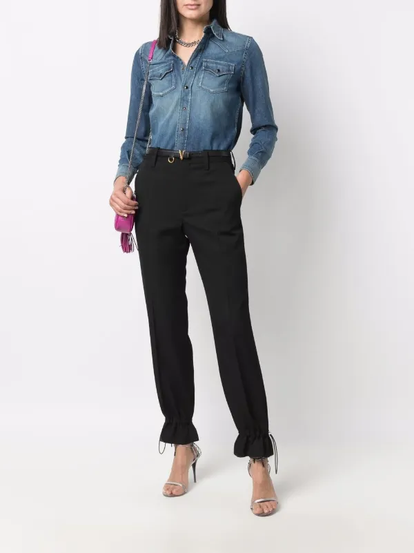 Shop Saint Laurent slim-fit denim shirt 