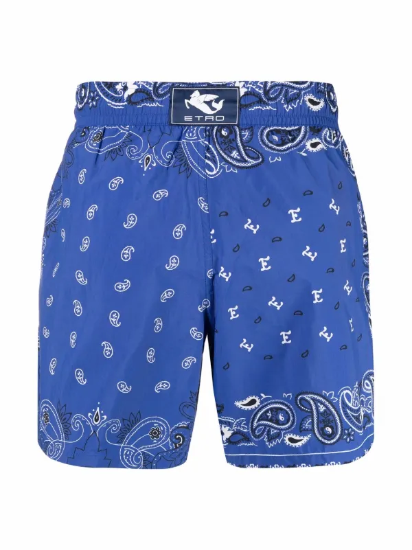 ETRO paisley print Drawstring Swim Shorts Blue FARFETCH AO