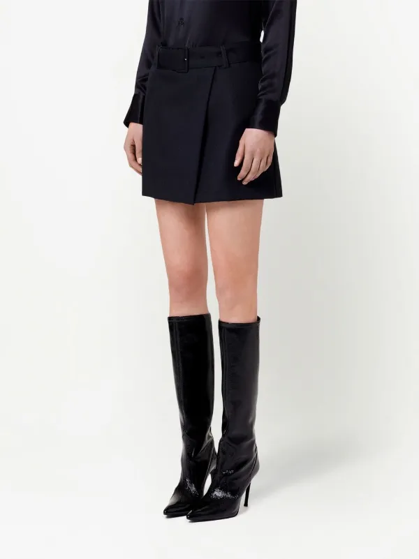 【関税込み】AMI Paris ブラック ベルト ミニスカート AMI Paris high-waisted Belted Miniskirt | Black | FARFETCH BH