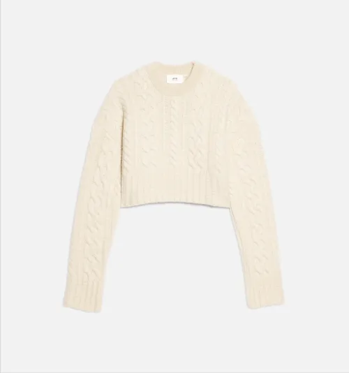 Cable Knitted Short Sweater - AMI PARIS 