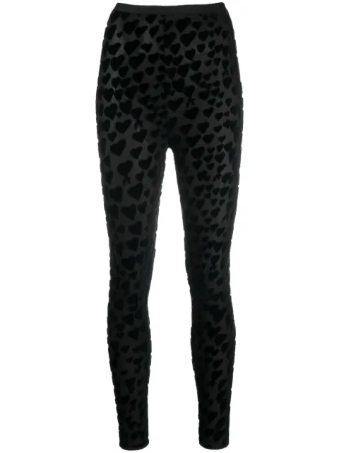 AMI Paris heart-embroidered high-waisted leggings
