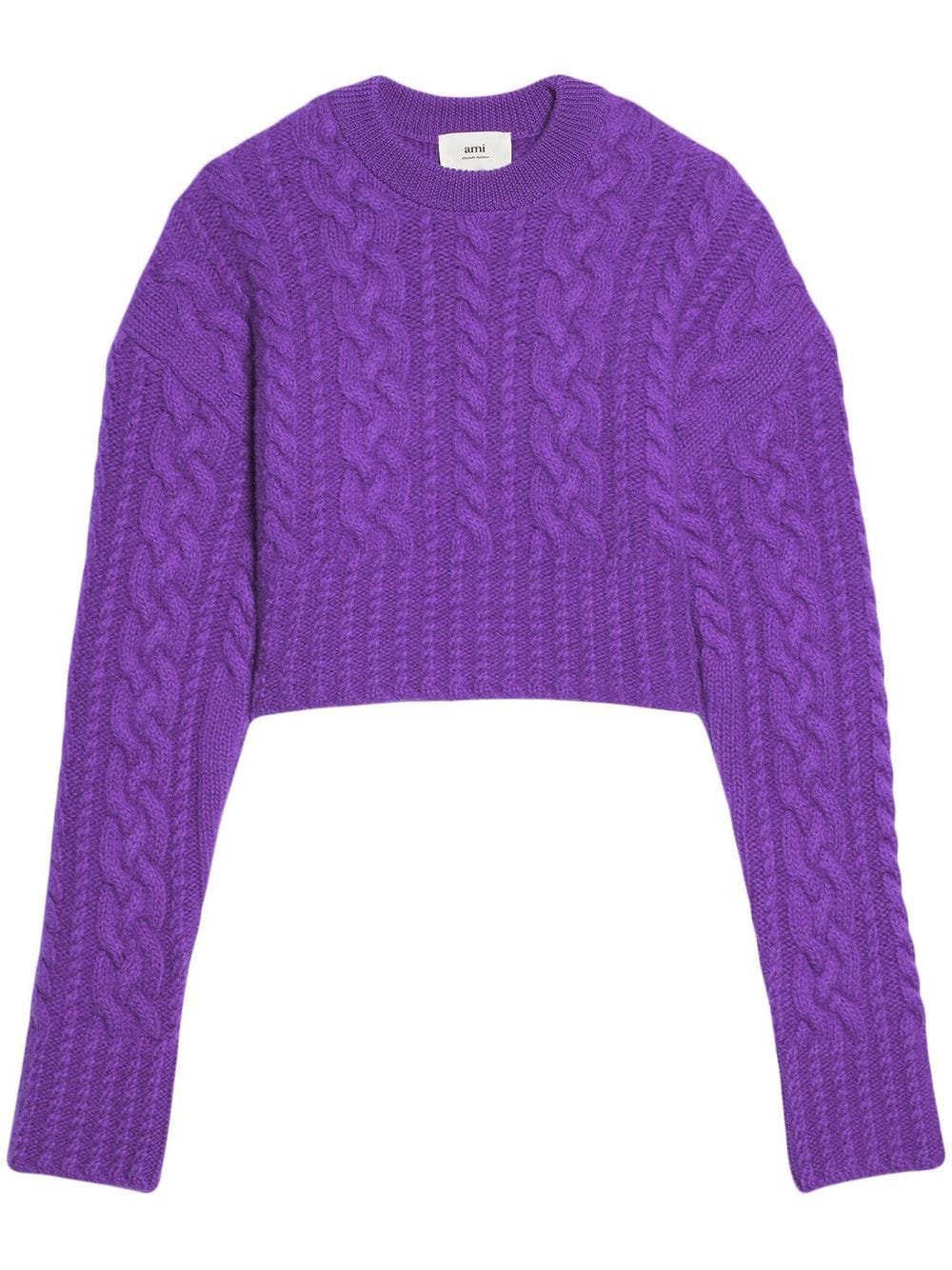 Image 1 of AMI Paris cable-knit virgin wool jumper