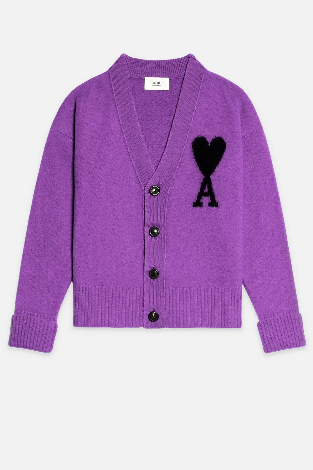 Shop Ami Alexandre Mattiussi Ami De Coeur Cardigan In Purple