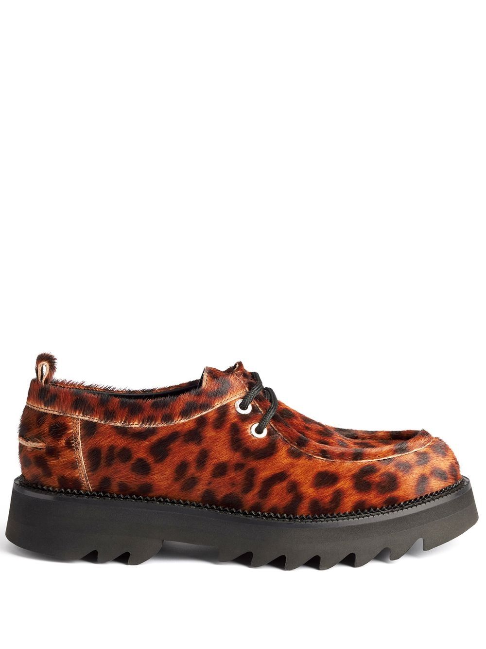 leopard-print lace-up platform shoes