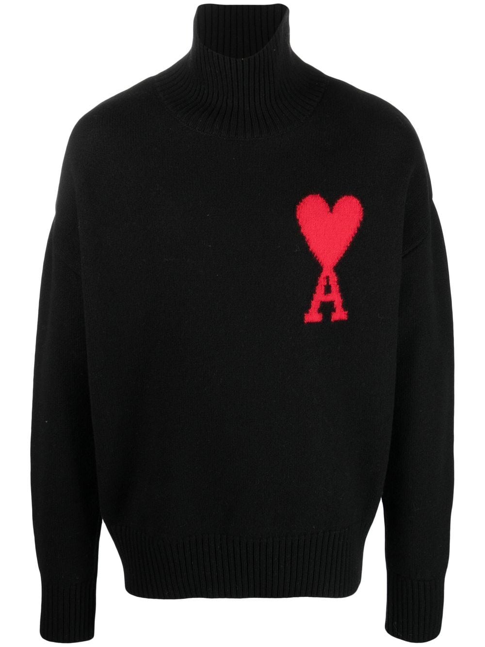 AMI Paris Ami De Coeur roll-neck Wool Jumper - Farfetch