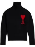 AMI Paris Ami De Coeur roll-neck wool jumper - Black