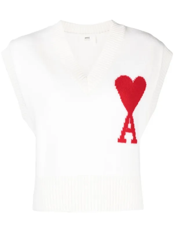 AMI Paris logo-intarsia Knit Vest - Farfetch